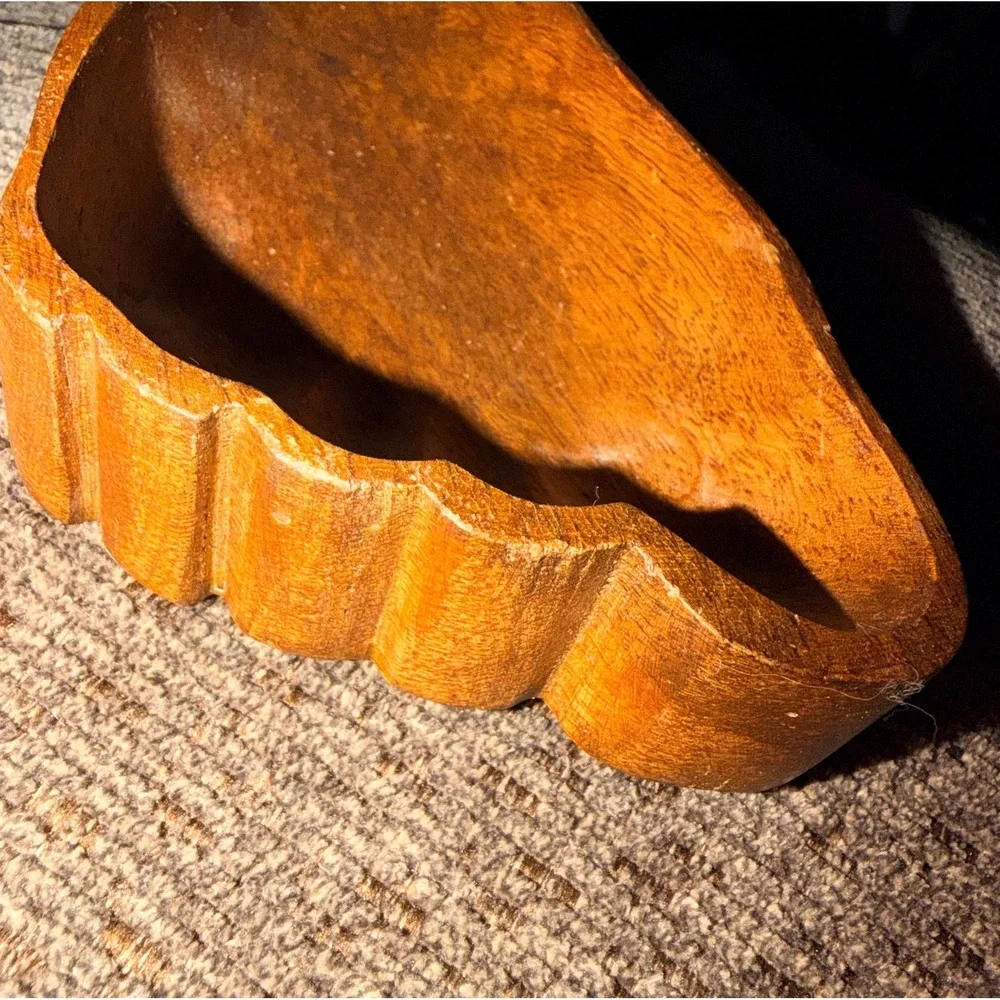 Hand Carved Wooden Foot Catchall Tray | Rustic Boho Trinket Dish, Key Holder